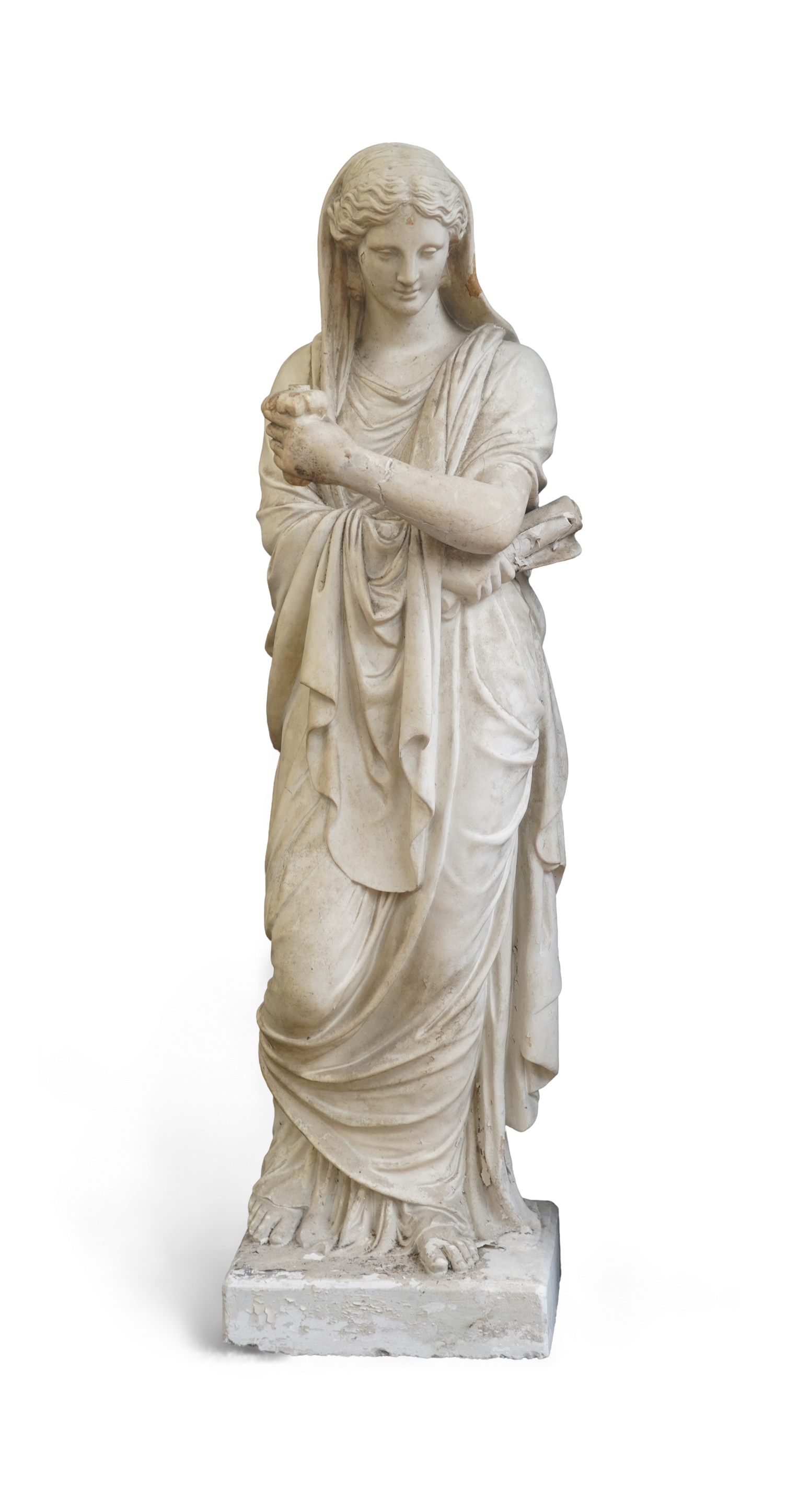 Louis or Luigi Brugiotti (c.1818-1888), A large painted plaster statue of a Vestal maiden